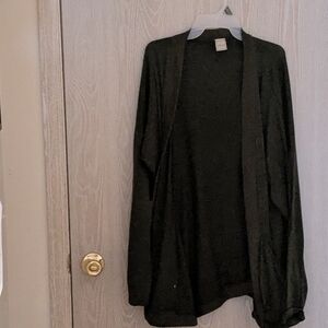 Dark Green Open Front Cardigan
